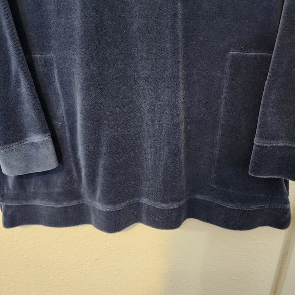 Denim & Company Velour Top Pullover Womens Small Long Sleeve Pockets Blue - Picture 3 of 16